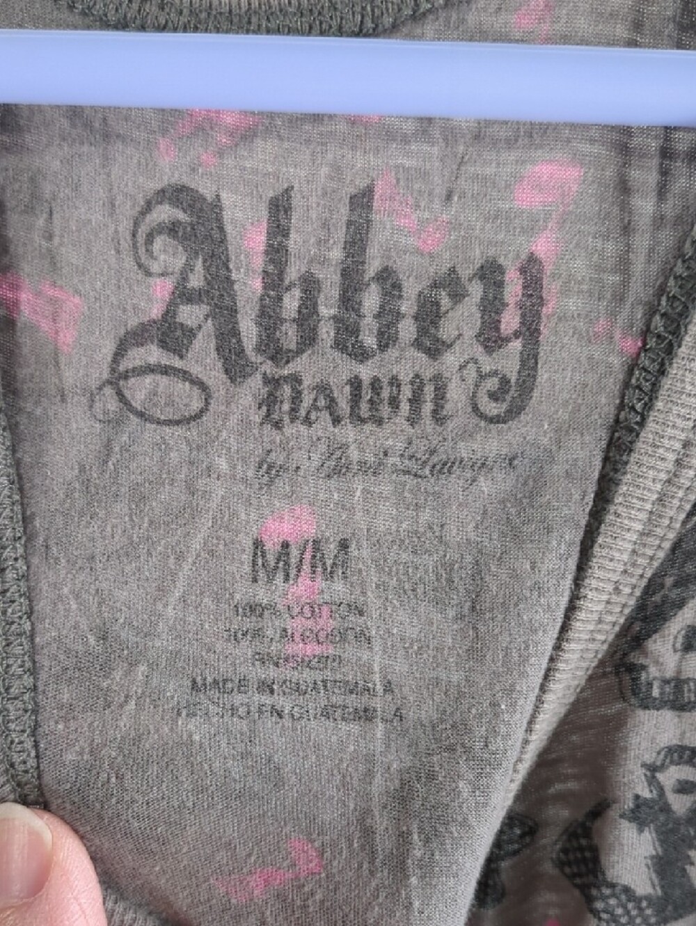 Abbey Dawn Skull Print Racerback Tank Top in Gray and Pink - Picture 4 of 4